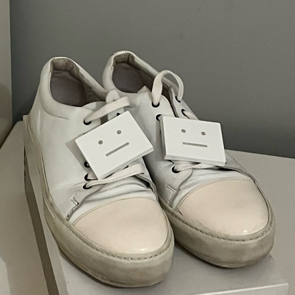 Acne Studios Adriana Cap Toe White Leather Sneaker Size 10 IT 40 - Picture 8 of 12